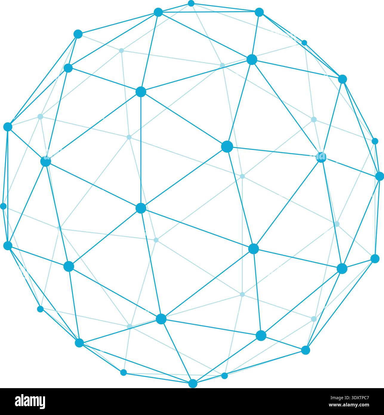 Wireframe sphere blue line element. Polygonal style Stock Vector