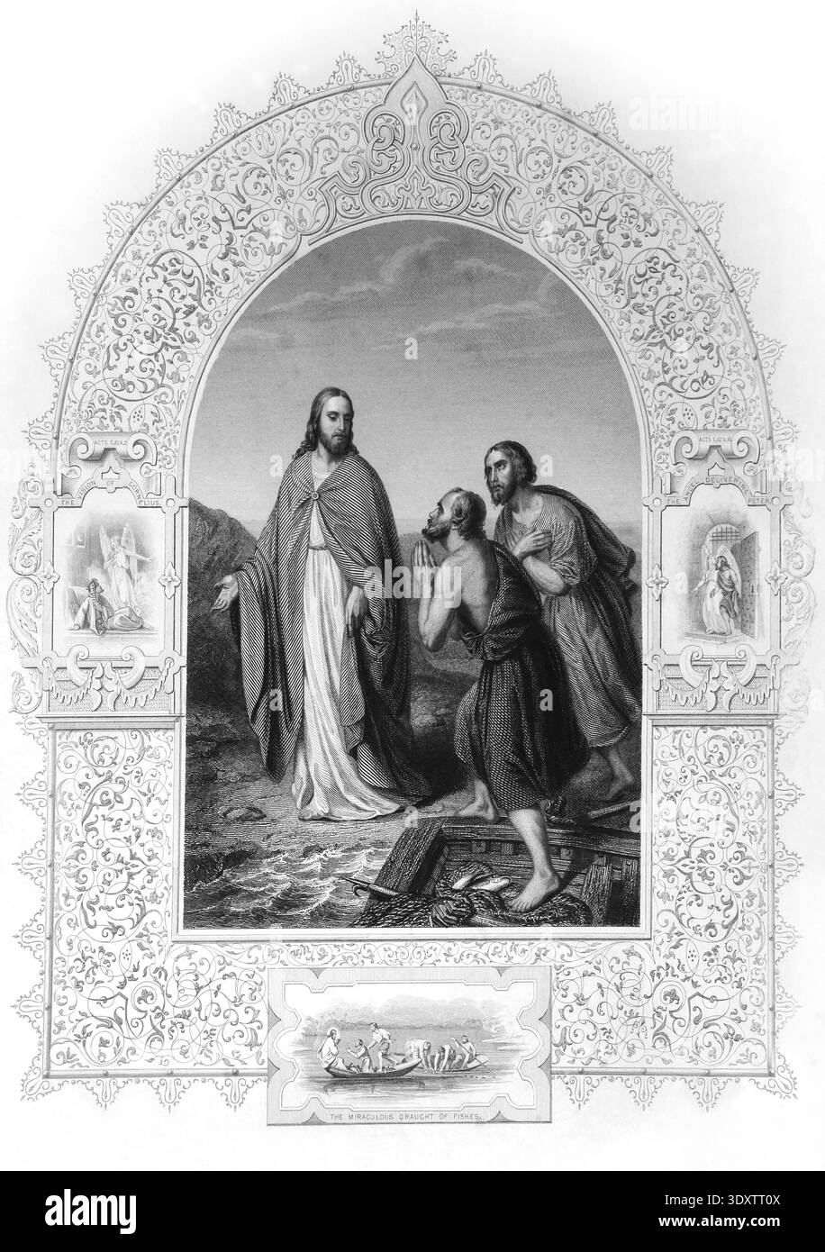 Nets Disciples Jesus with apostles peter and andrew Black and White Stock Photos ...