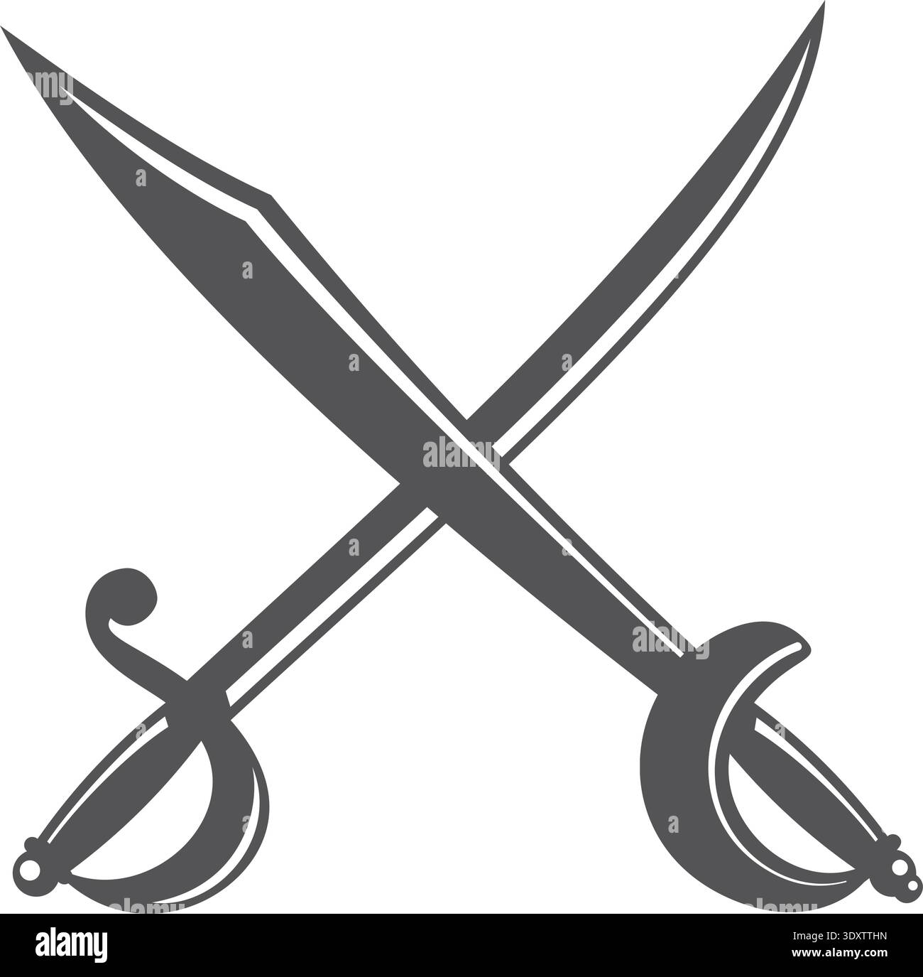 Crossed retro swords black icon. Fight symbol Stock Vector Image & Art ...