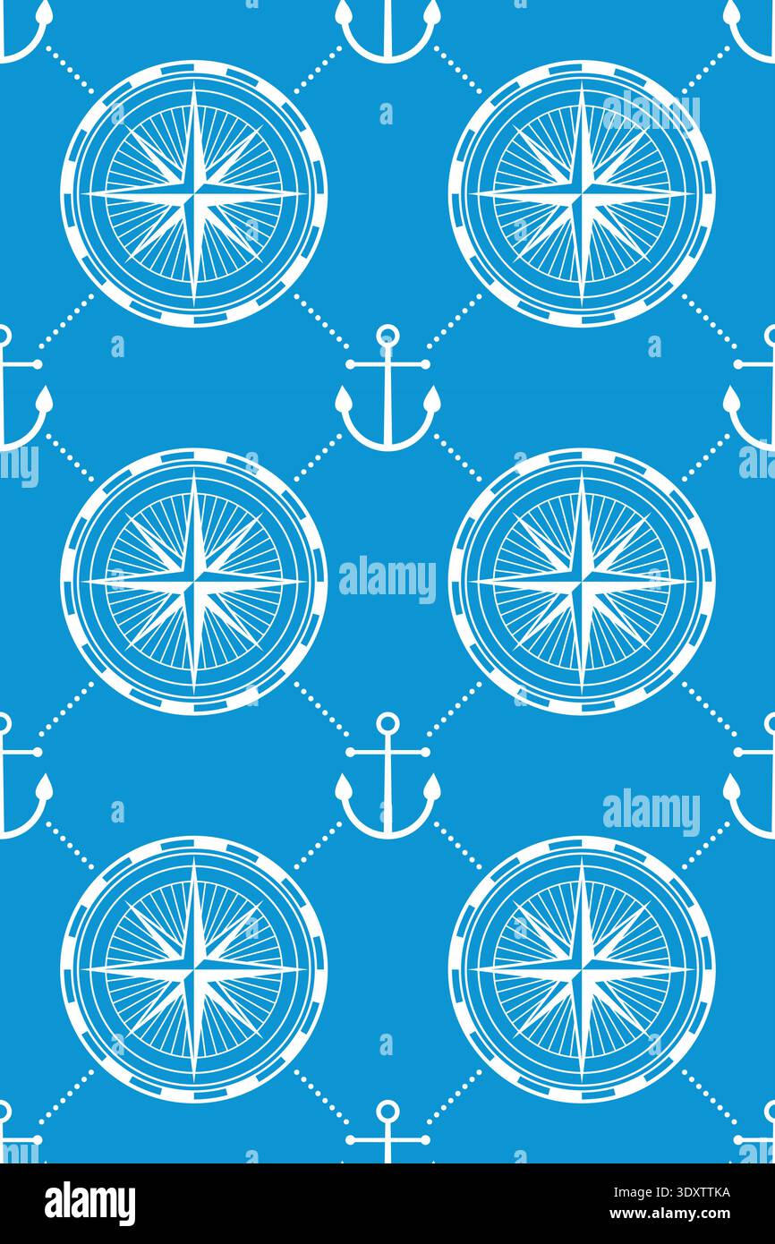 Marine travel pattern. Decorative seamless banner background Stock Vector