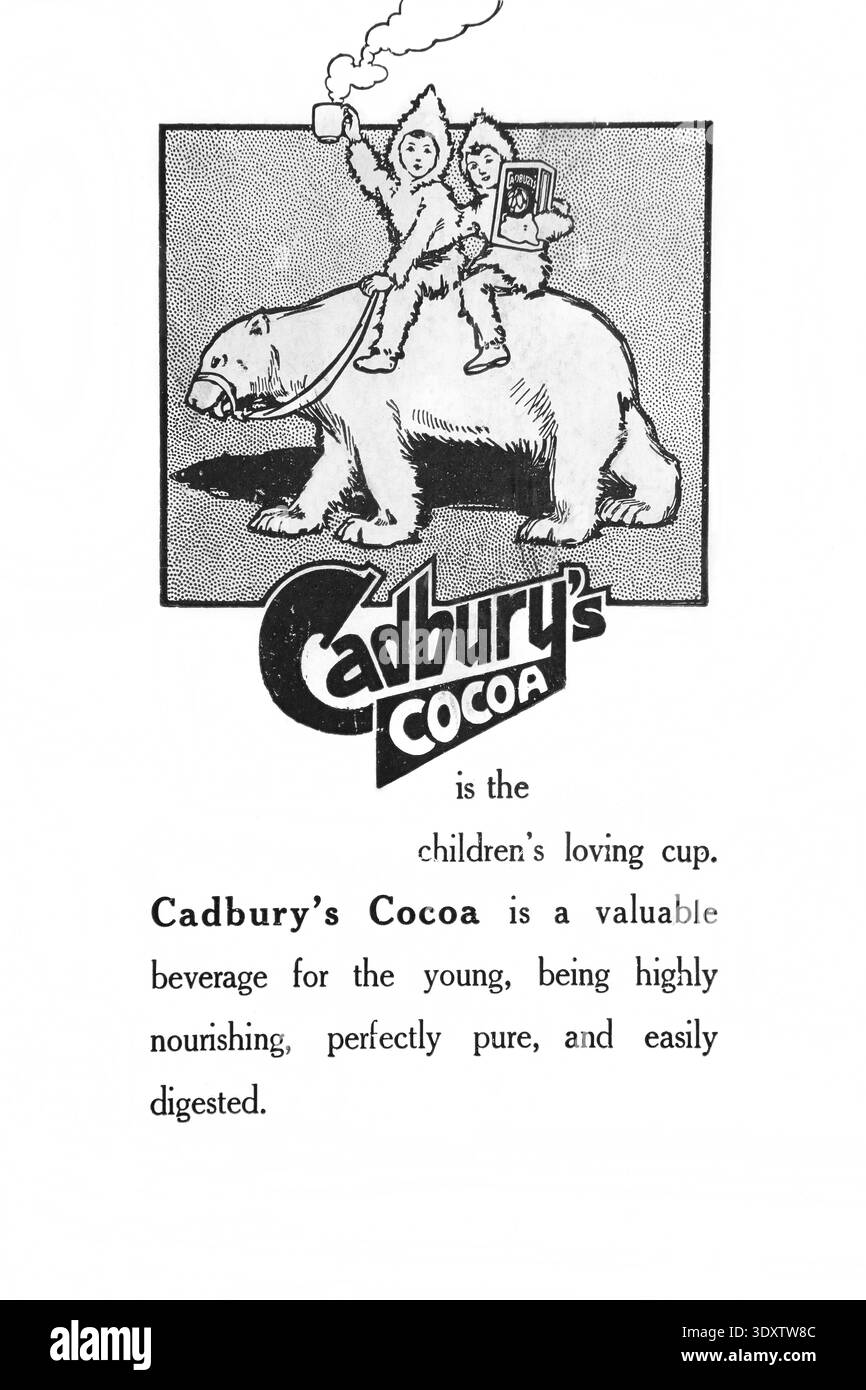 Old British Early 20th Century Advert for Cadbury's Cocoa Stock Photo
