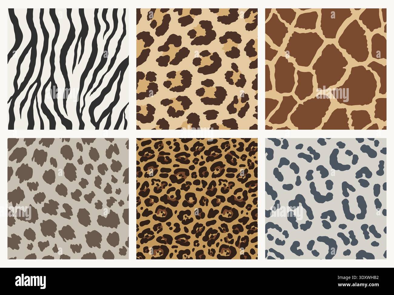 Wild Animal Seamless Patterns Set Stock Vector