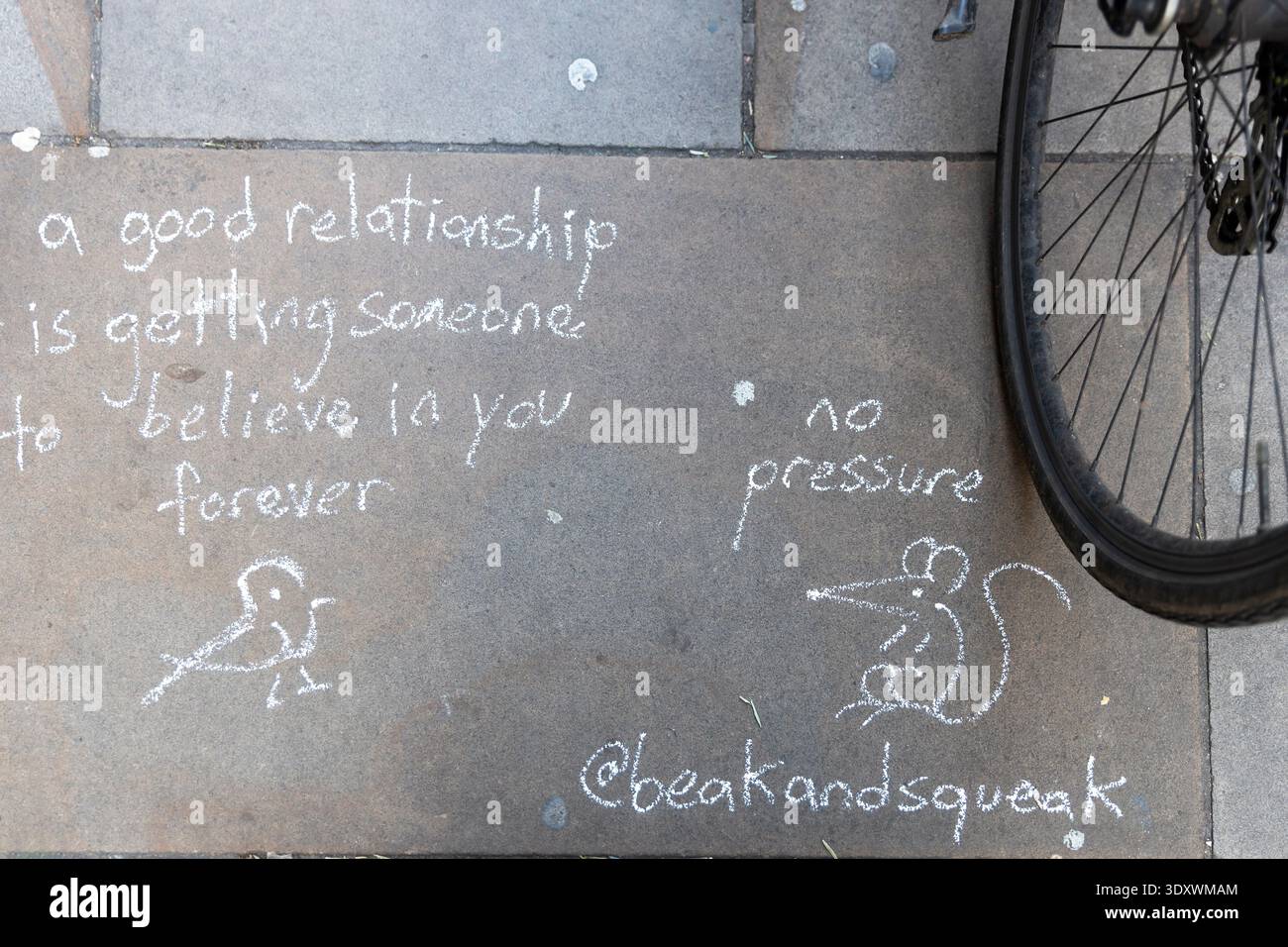 London, England, UK, 12 December 2025, Inspirational chalk writing on a ...