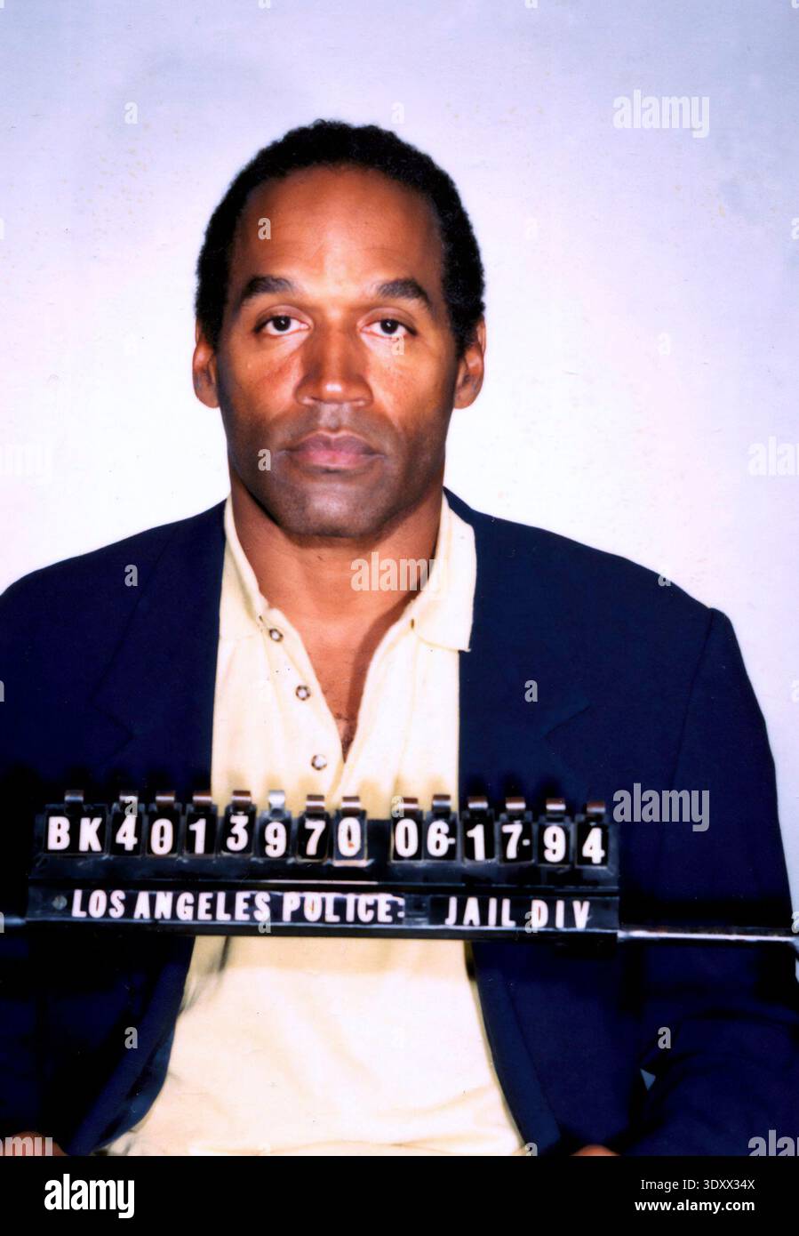 Booking mug for O.J. Simpson, taken Friday, June 17, 1994, LAPD Stock Photo