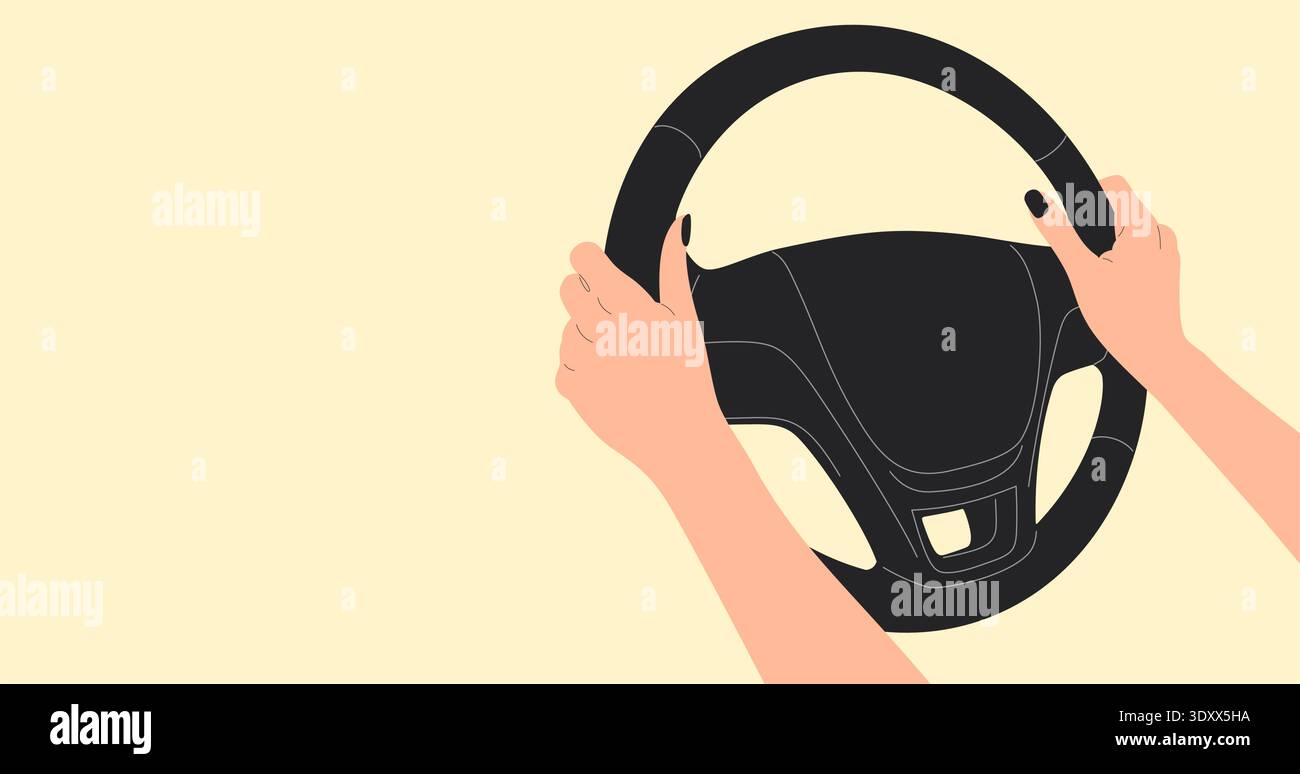 hands on steering wheel of car Stock Vector Image & Art - Alamy