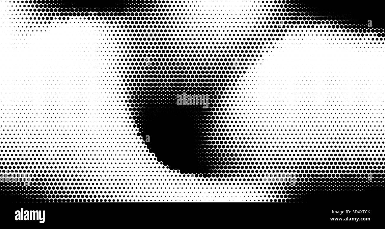 Distorted black dot pattern creating a fluid wave effect for edgy, high-contrast visual design Stock Vector