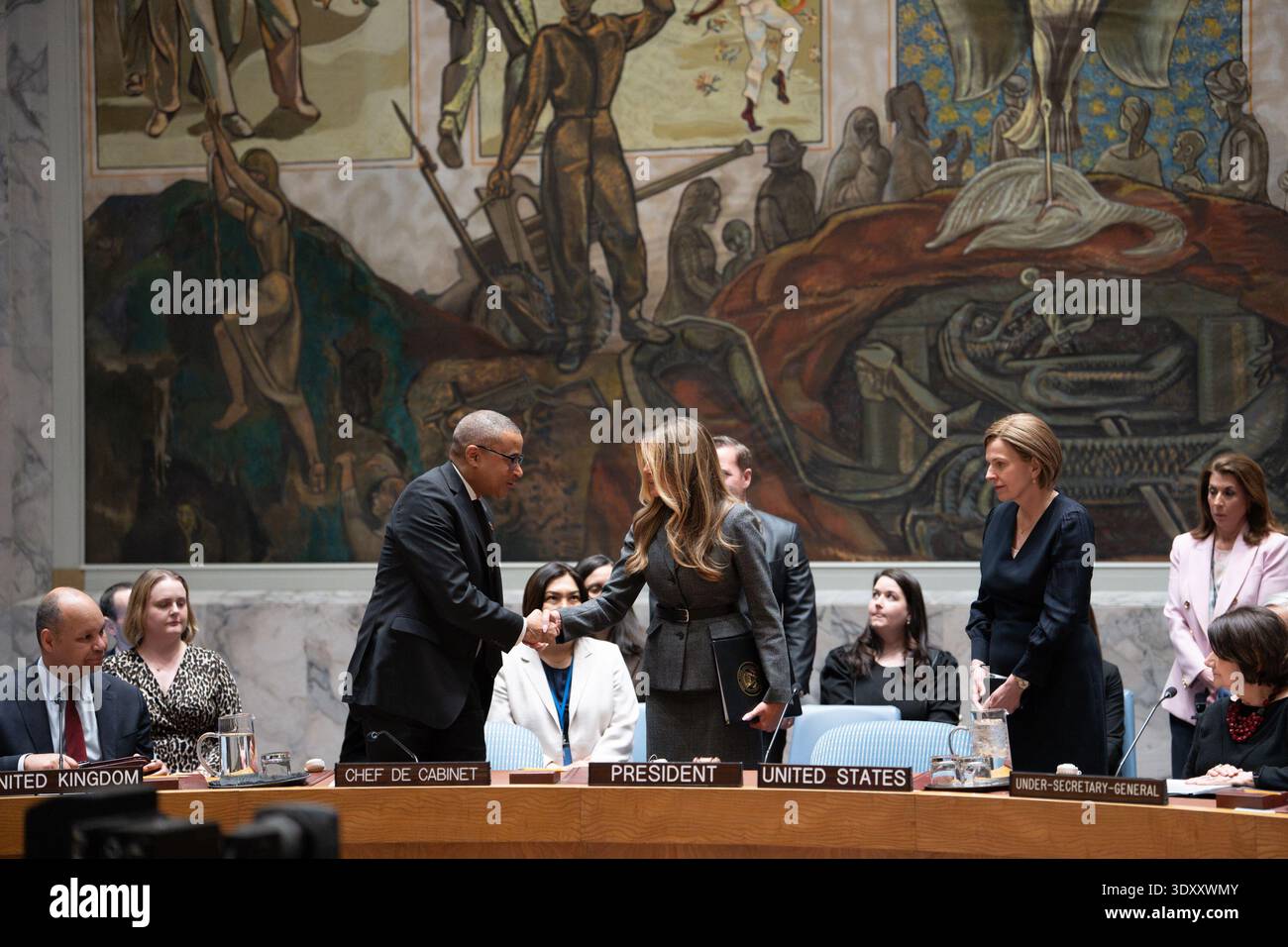 First Lady Melania Trump presides over a meeting of the United Nations ...