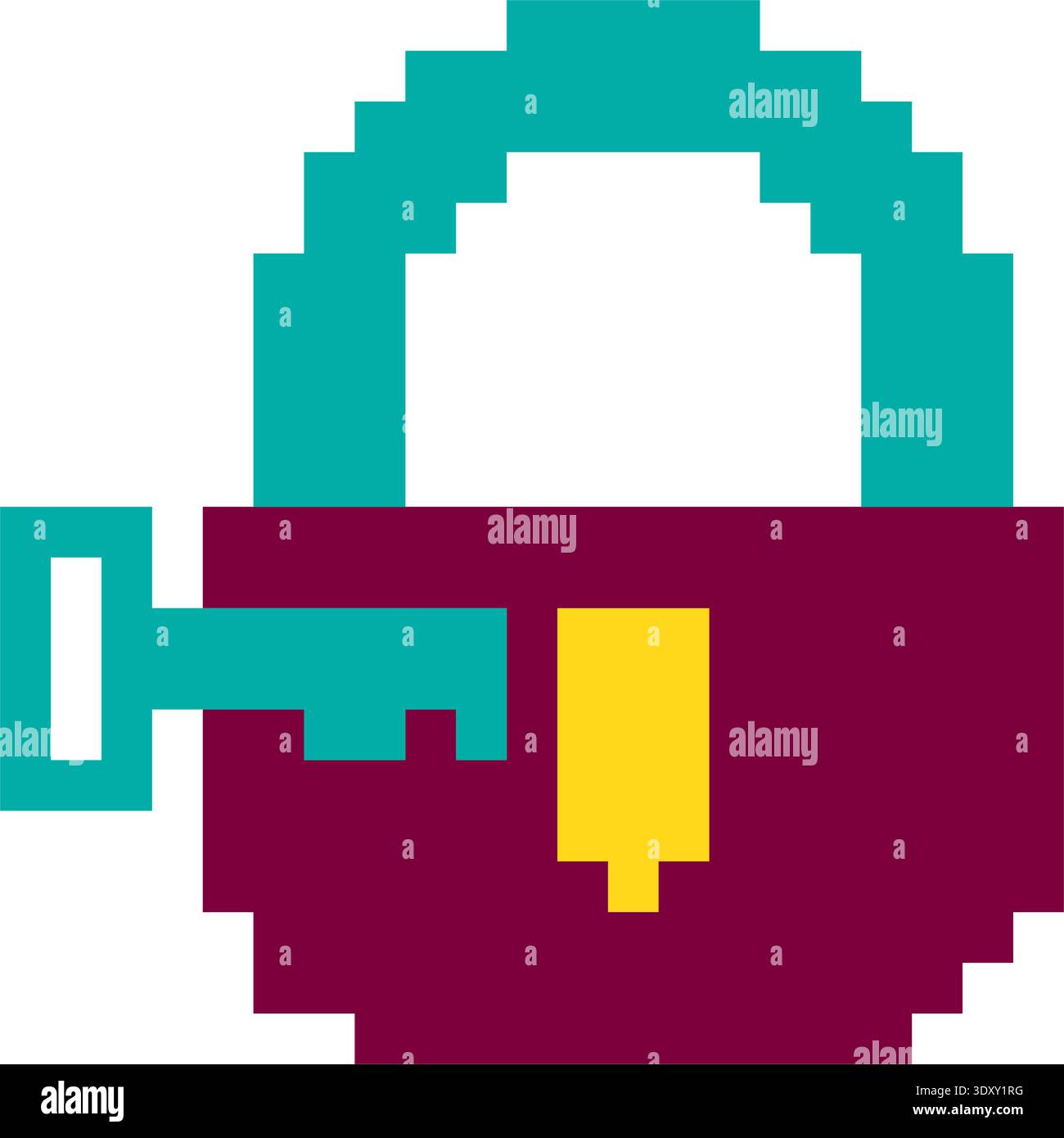 Yellow, Purple And Turquoise Pixel Art Business Closed Lock With Key ...