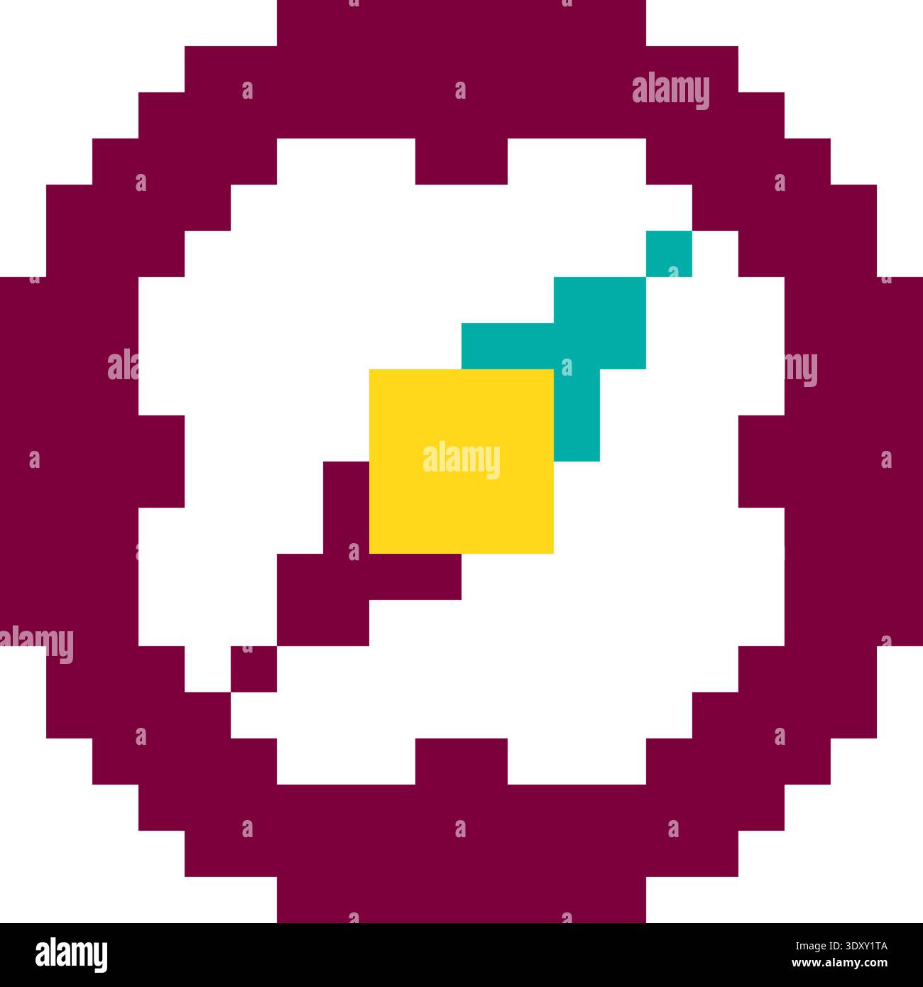 Yellow, Purple And Turquoise Pixel Art Business Compass Icon For UI And ...