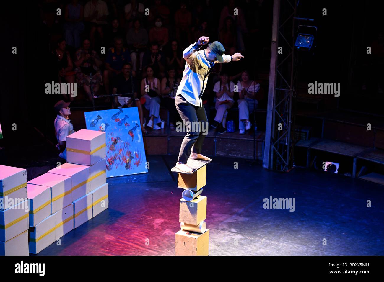 A scene from the Phare production of the circus show Sokha in Siem Reap, Cambodia. Stock Photo