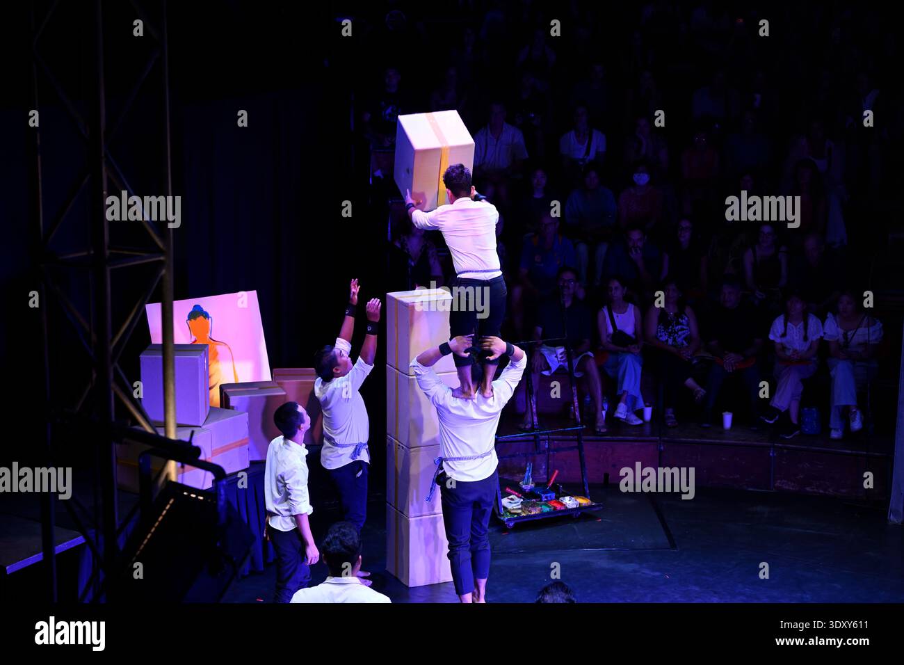 A scene from the Phare production of the circus show Sokha in Siem Reap, Cambodia. Stock Photo