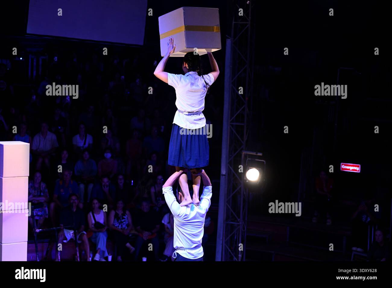 A scene from the Phare production of the circus show Sokha in Siem Reap, Cambodia. Stock Photo