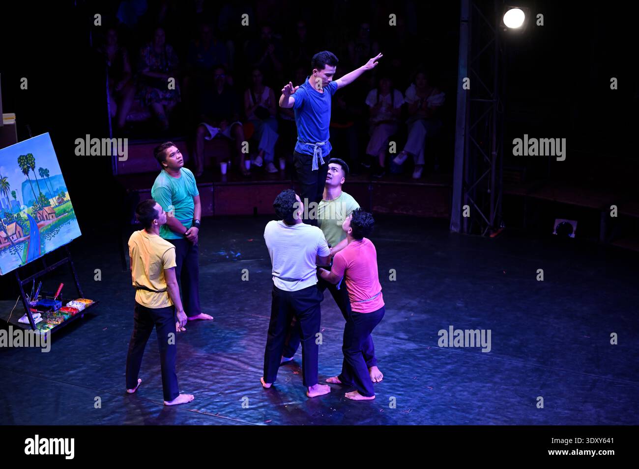 A scene from the Phare production of the circus show Sokha in Siem Reap, Cambodia. Stock Photo