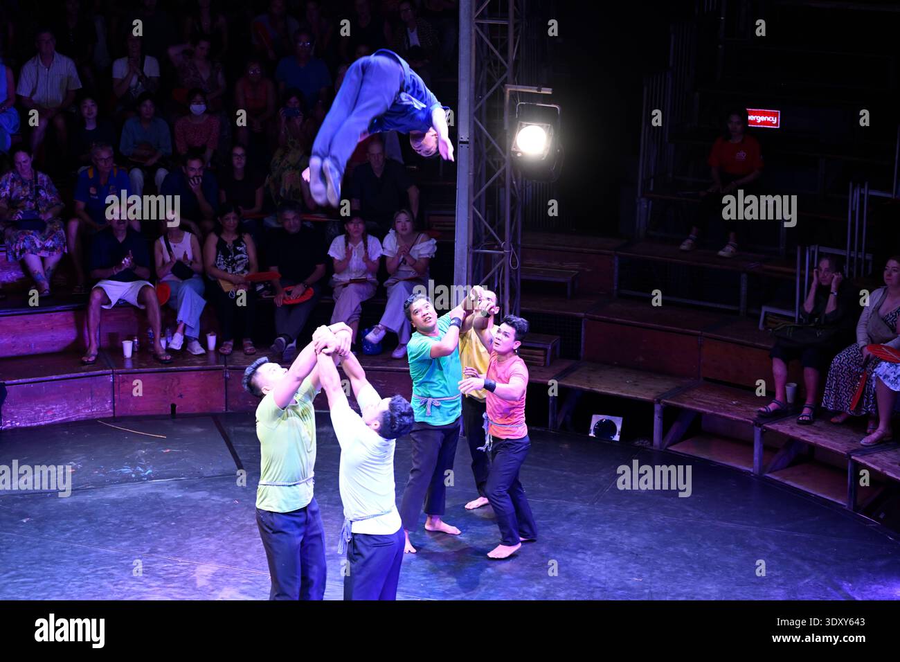 A scene from the Phare production of the circus show Sokha in Siem Reap, Cambodia. Stock Photo