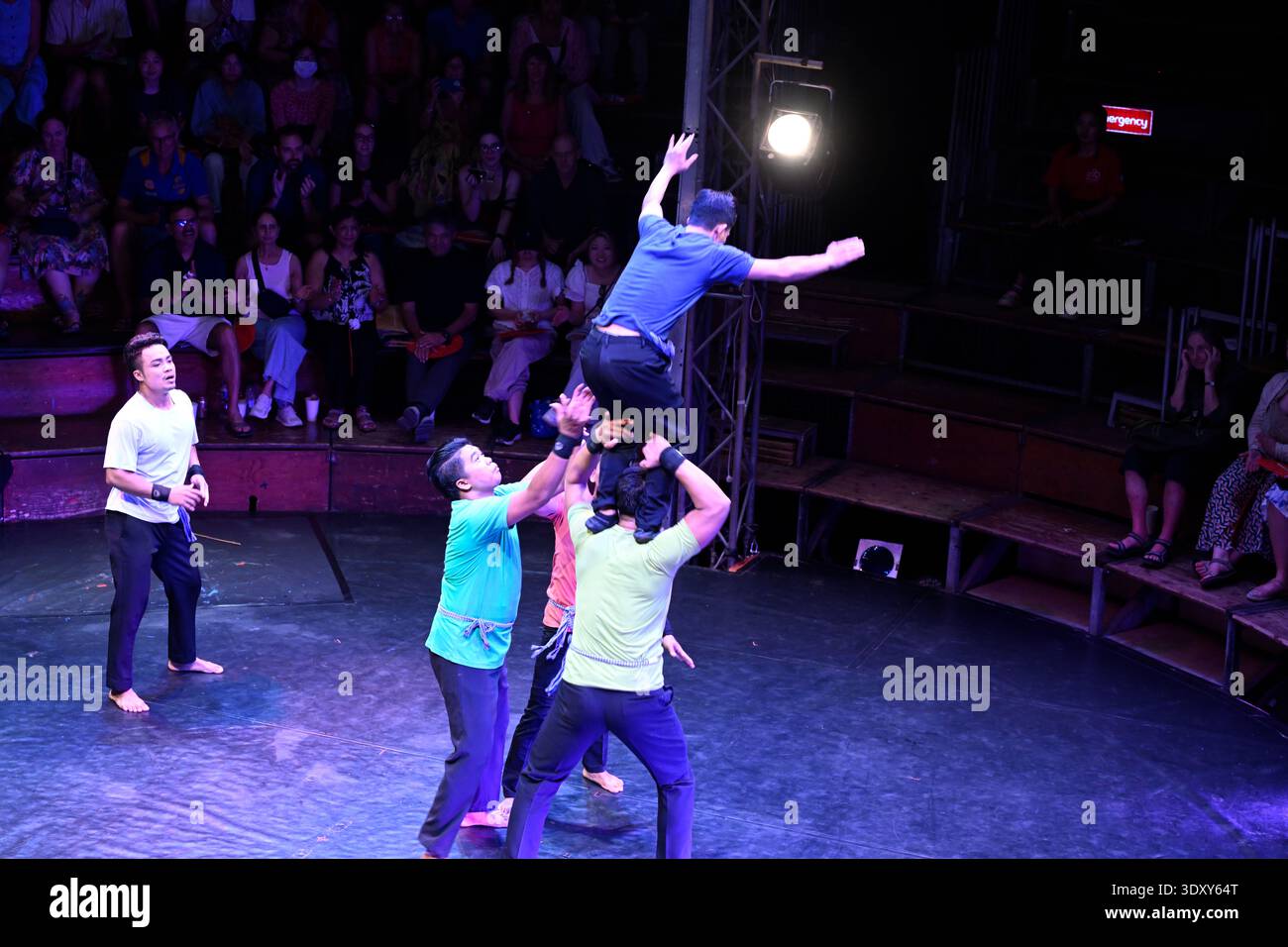 A scene from the Phare production of the circus show Sokha in Siem Reap, Cambodia. Stock Photo