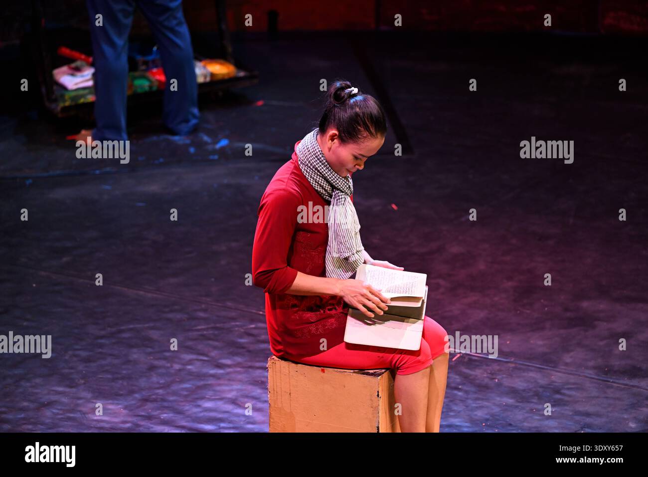 A scene from the Phare production of the circus show Sokha in Siem Reap, Cambodia. Stock Photo