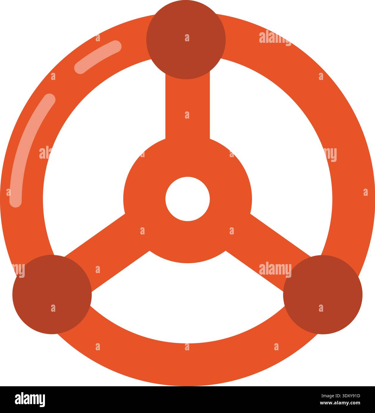 Round valve handle cartoon icon. Pipe element Stock Vector