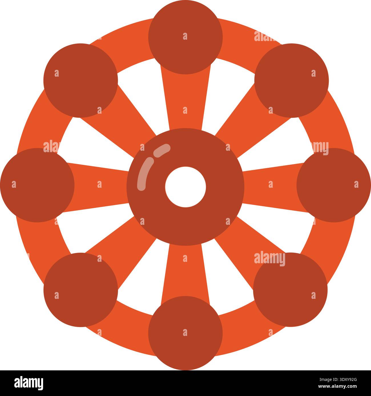 Red wheel valve handle. Gas fluid pipeline element Stock Vector