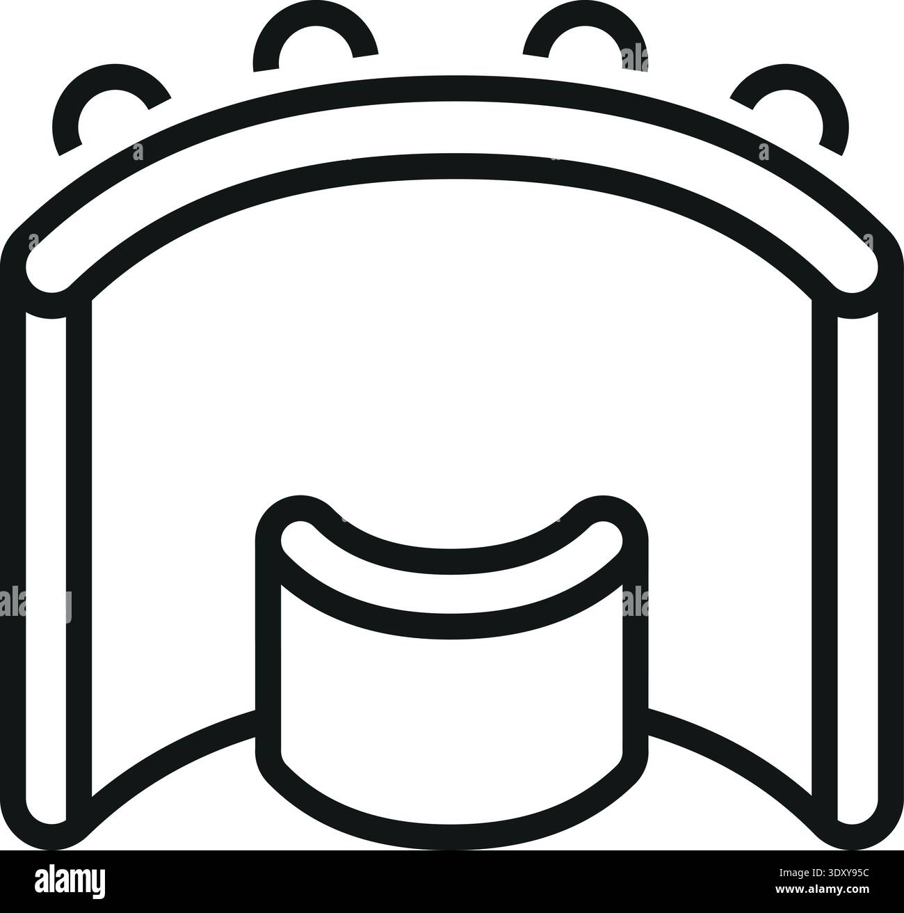 Pop up stand. Showcase exhibition display line icon Stock Vector