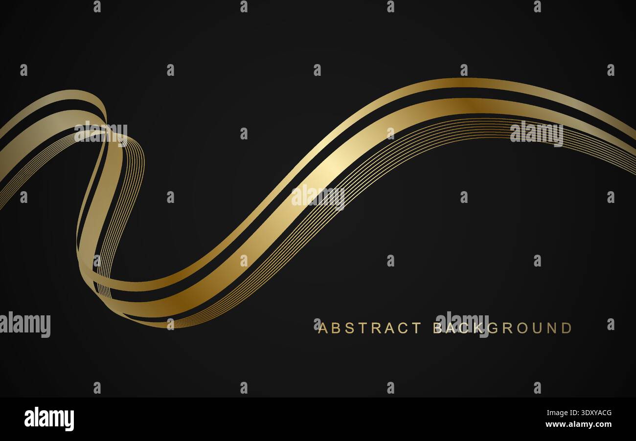 Luxurious golden thin lines with wavy gradient. Vector illustration. Stock Vector