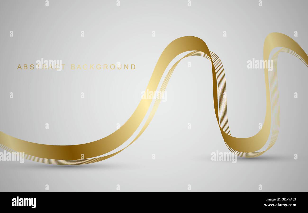 Luxurious golden thin lines with wavy gradient. Vector illustration. Stock Vector