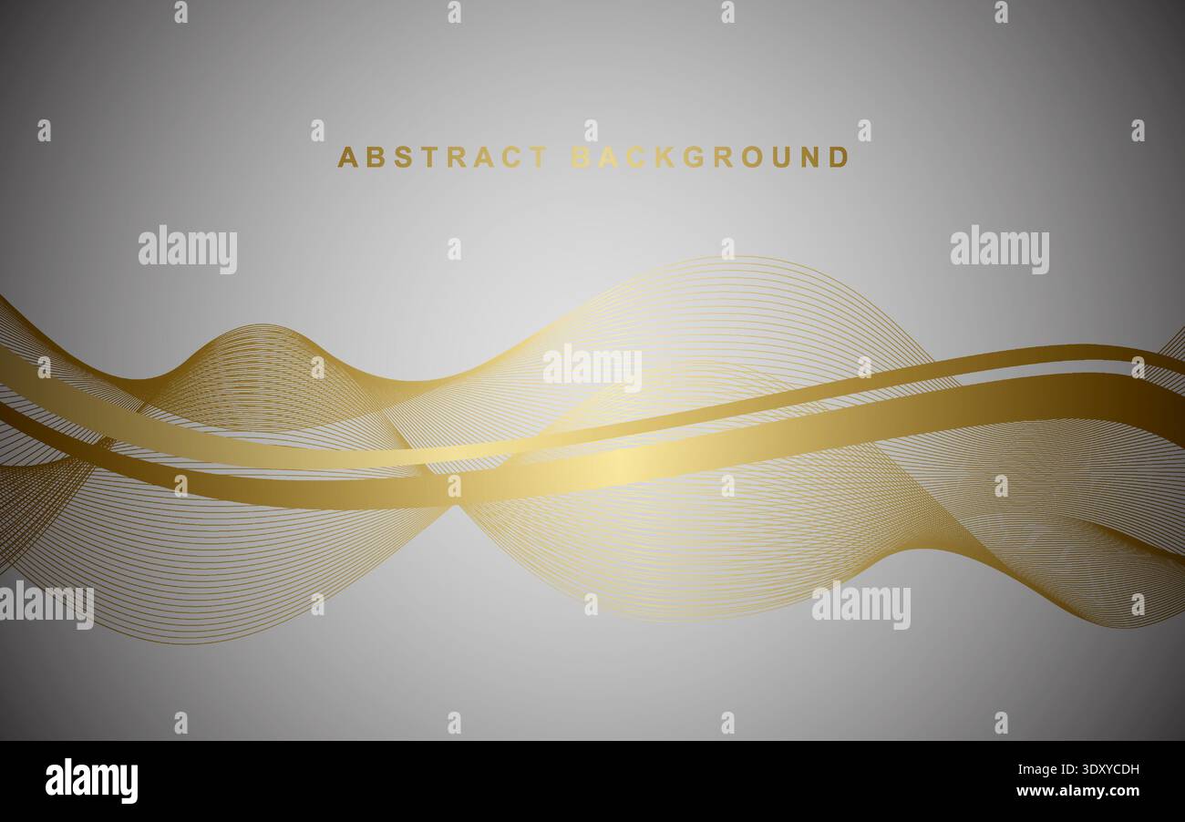 Luxurious golden thin lines with wavy gradient. Vector illustration. Stock Vector