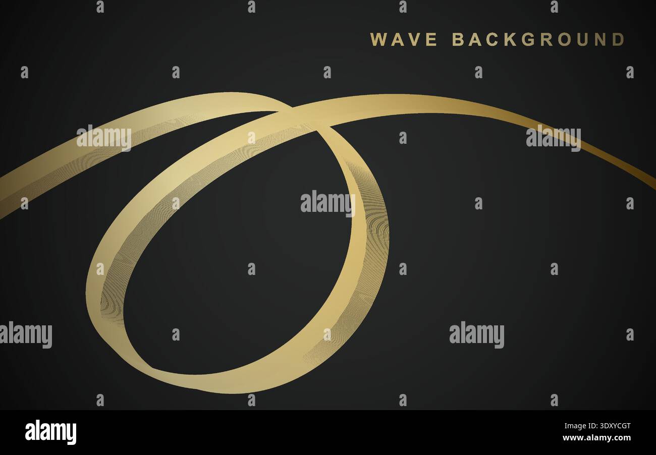 Luxurious golden thin lines with wavy gradient. Vector illustration. Stock Vector