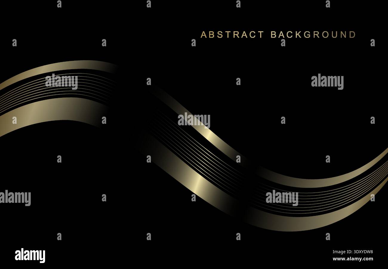 Luxurious golden thin lines with wavy gradient. Vector illustration. Stock Vector