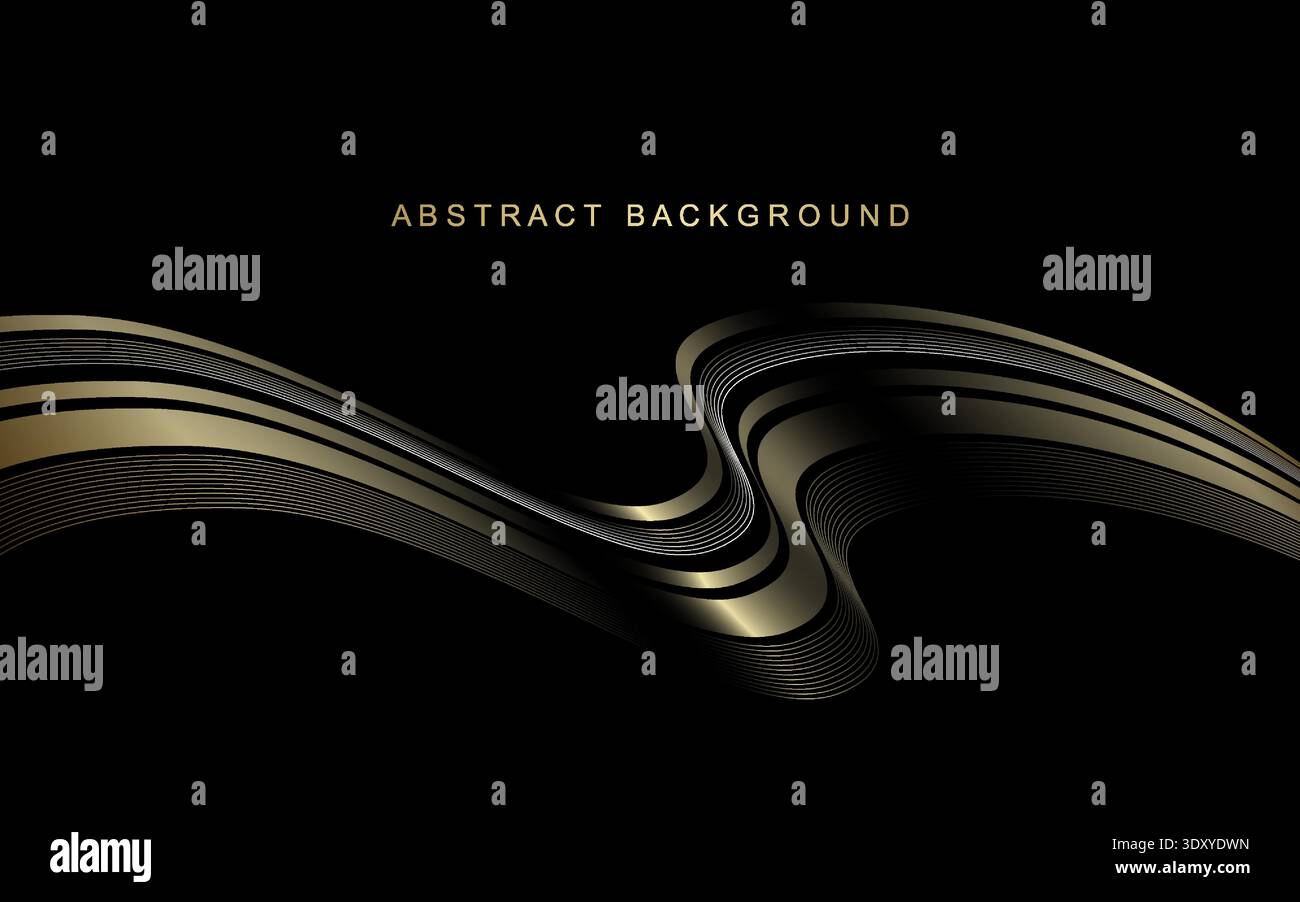Luxurious golden thin lines with wavy gradient. Vector illustration. Stock Vector