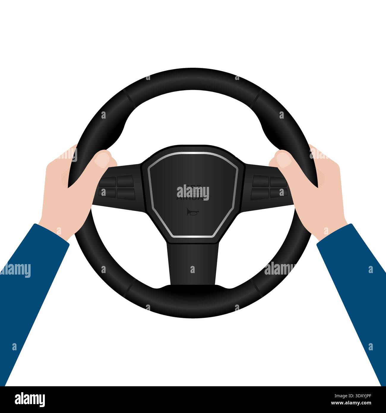 Hand Holding Car Steering Wheel.  Vector Illustration. Stock Vector