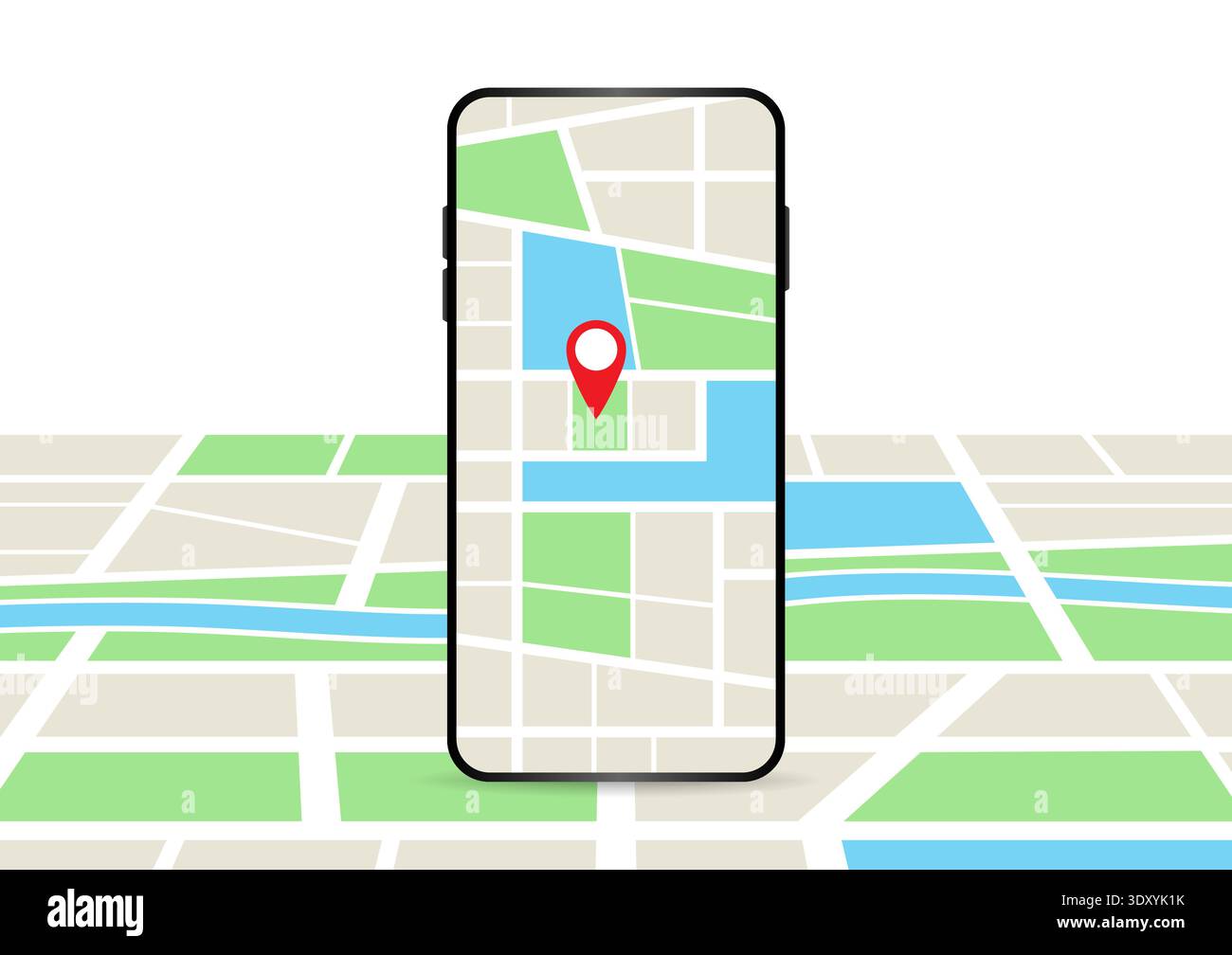 Smartphone with GPS Navigation System or Map Application. Vector Illustration. Stock Vector