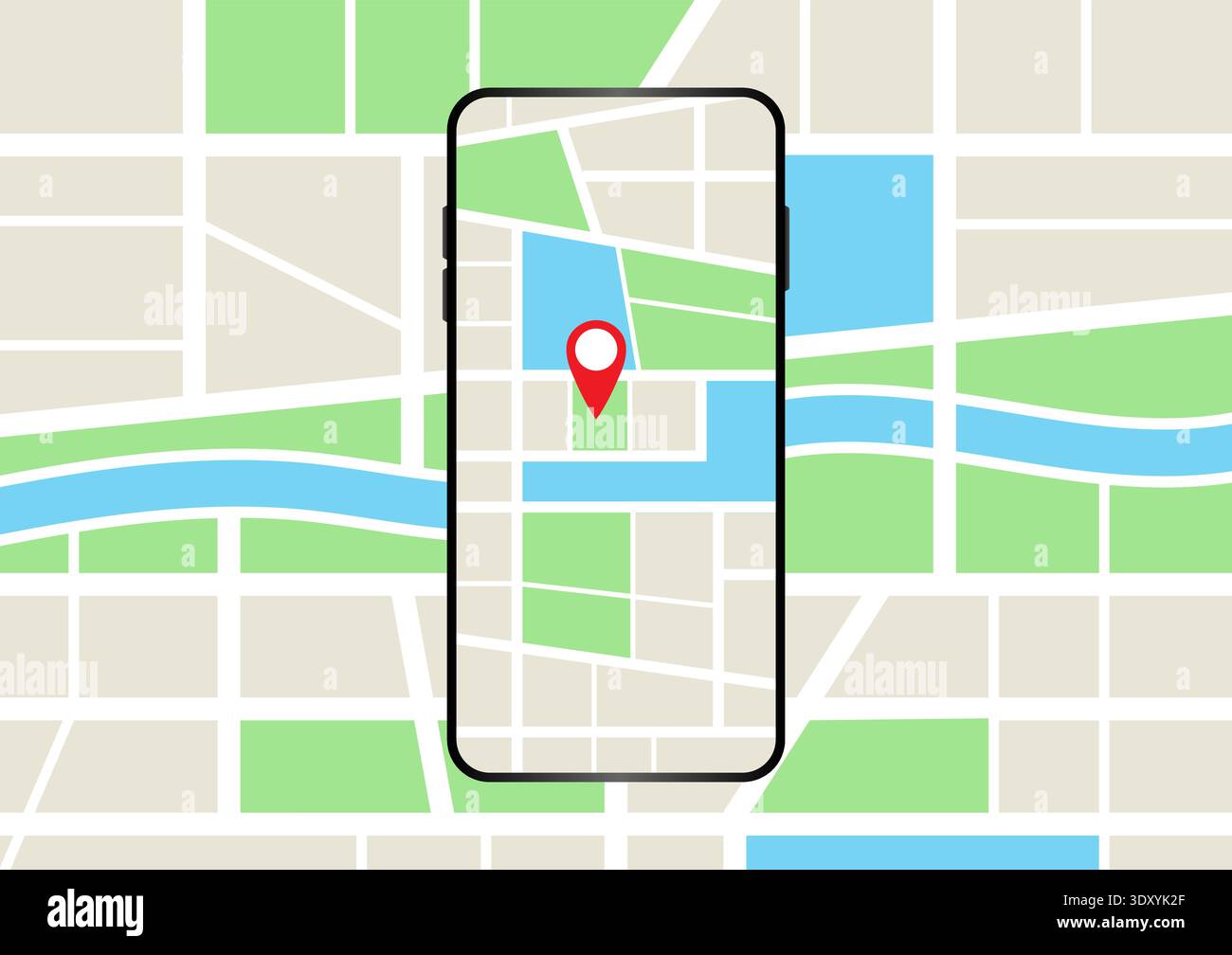 Smartphone with GPS Navigation System or Map Application. Vector Illustration. Stock Vector