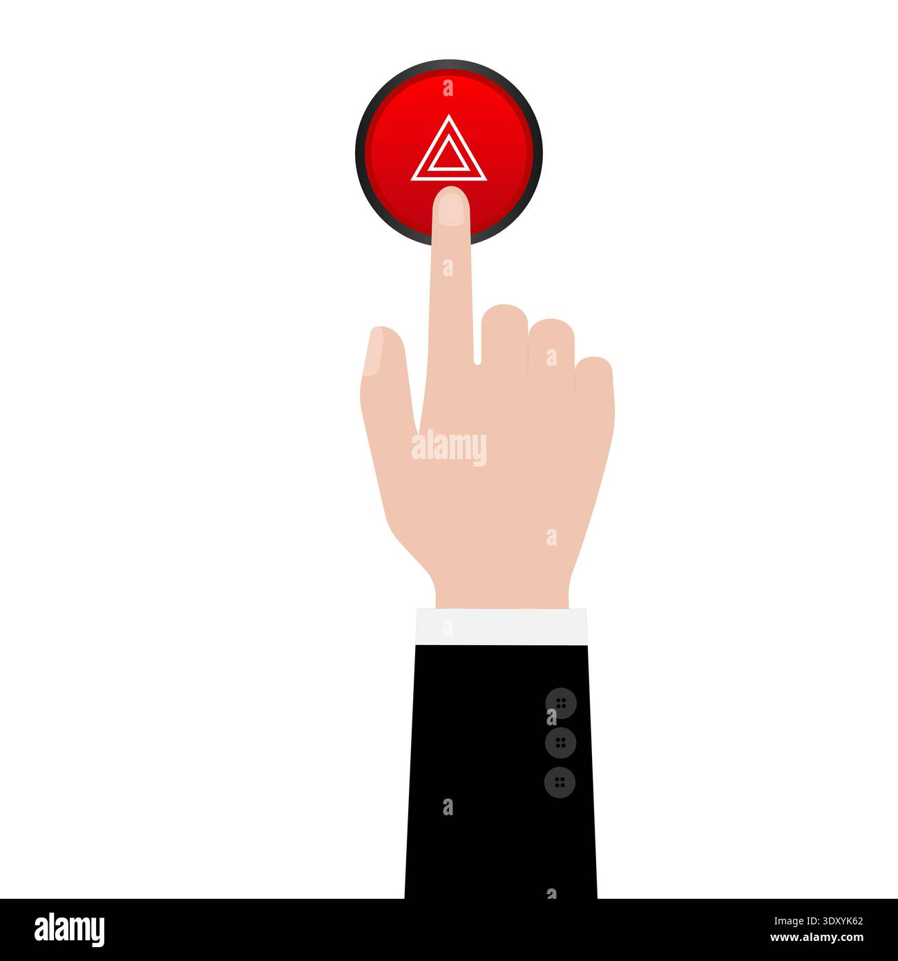 Hand Pressing Emergency Light Button in Car. Car Hazard Light Button. Vector Illustration. Stock Vector