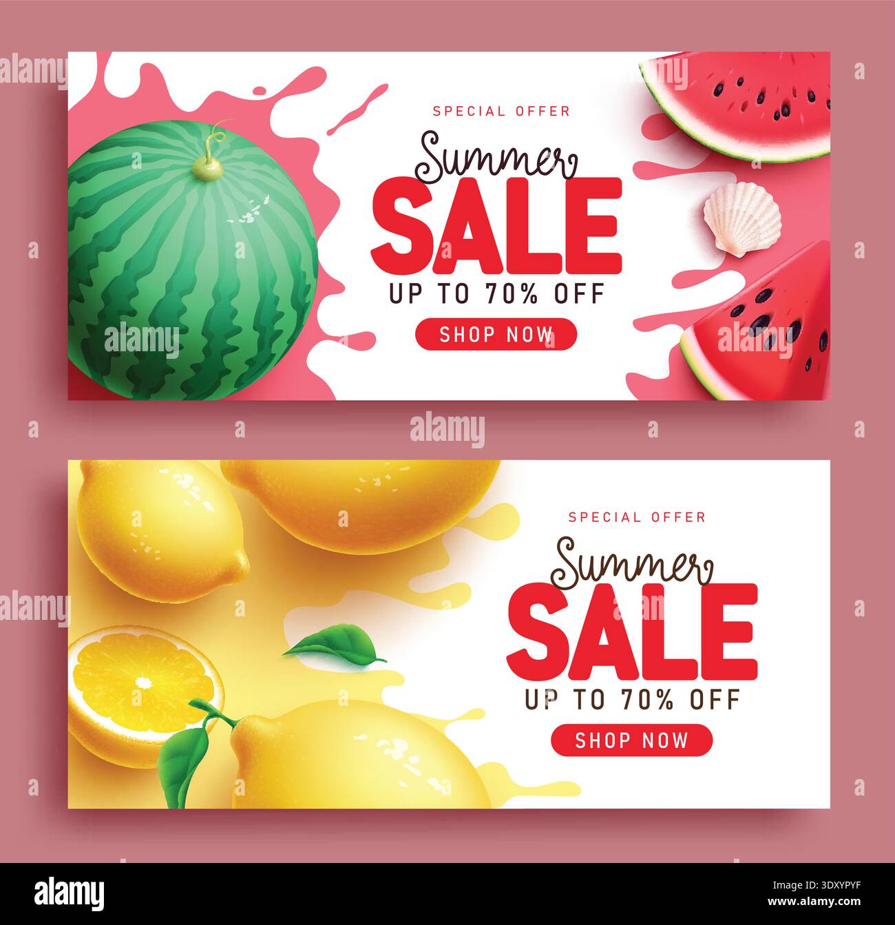 Summer Sale clipart banner set design. Summer Sale 70% off shopping ...