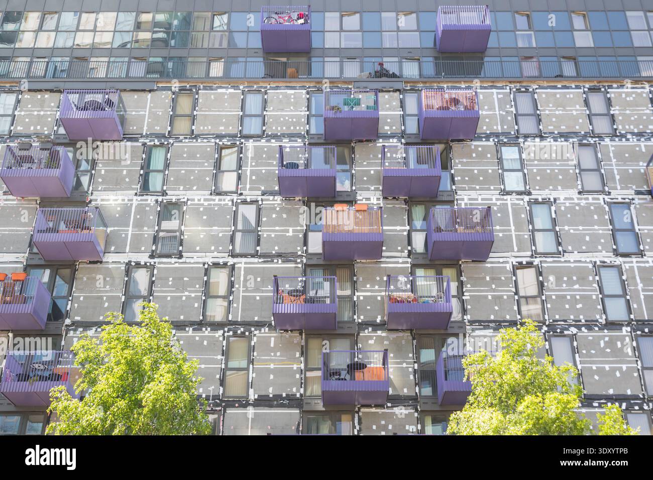 Re-cladding work in progress on a block of flats in Stratford, London, England Stock Photo