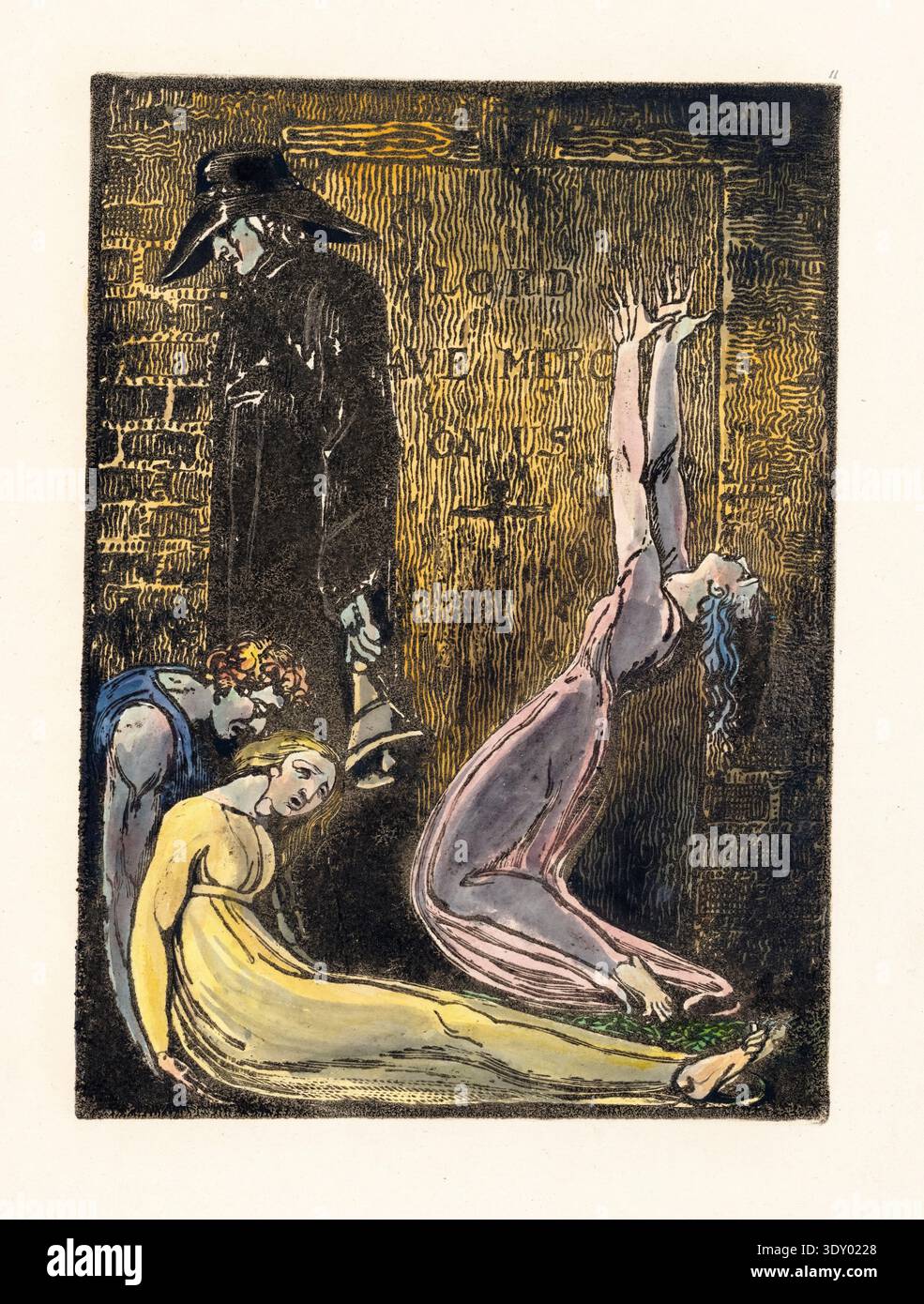 Plague (Europe: A Prophecy) relief etching print by William Blake, 1794 Stock Photo
