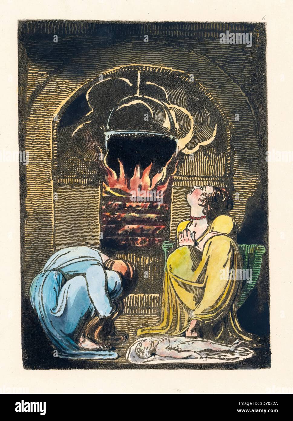 Famine (Europe: A Prophecy) relief etching print by William Blake, 1794 Stock Photo