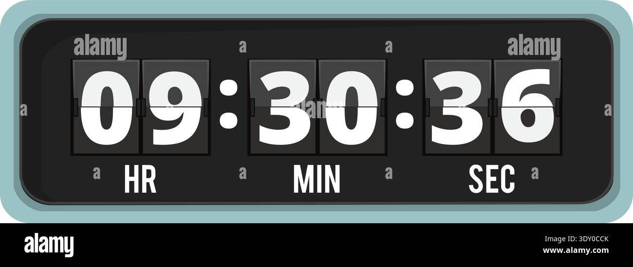 Countdown flip number clock. Black timer icon Stock Vector
