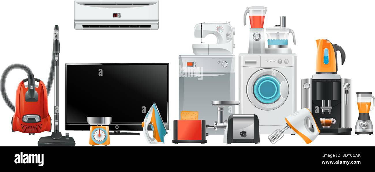 House electronics group. Modern lifestyle technology concept Stock Vector