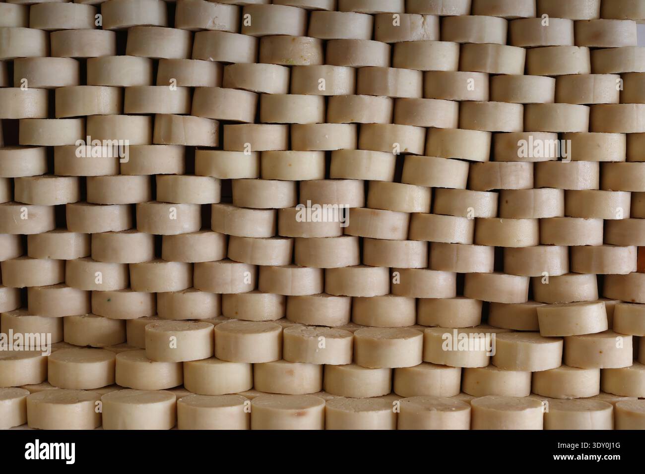 stack of white homemade soap Stock Photo