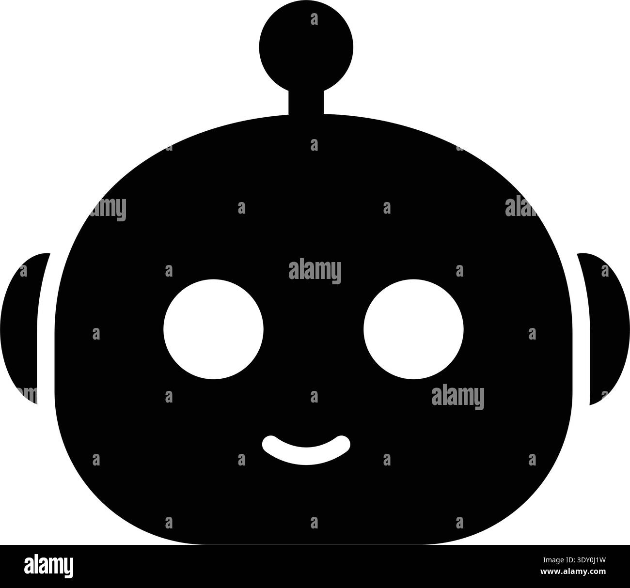 Ai robot bot face vector illustration cute minimal solid black chatbot head mascot icon for technology app ui Stock Vector