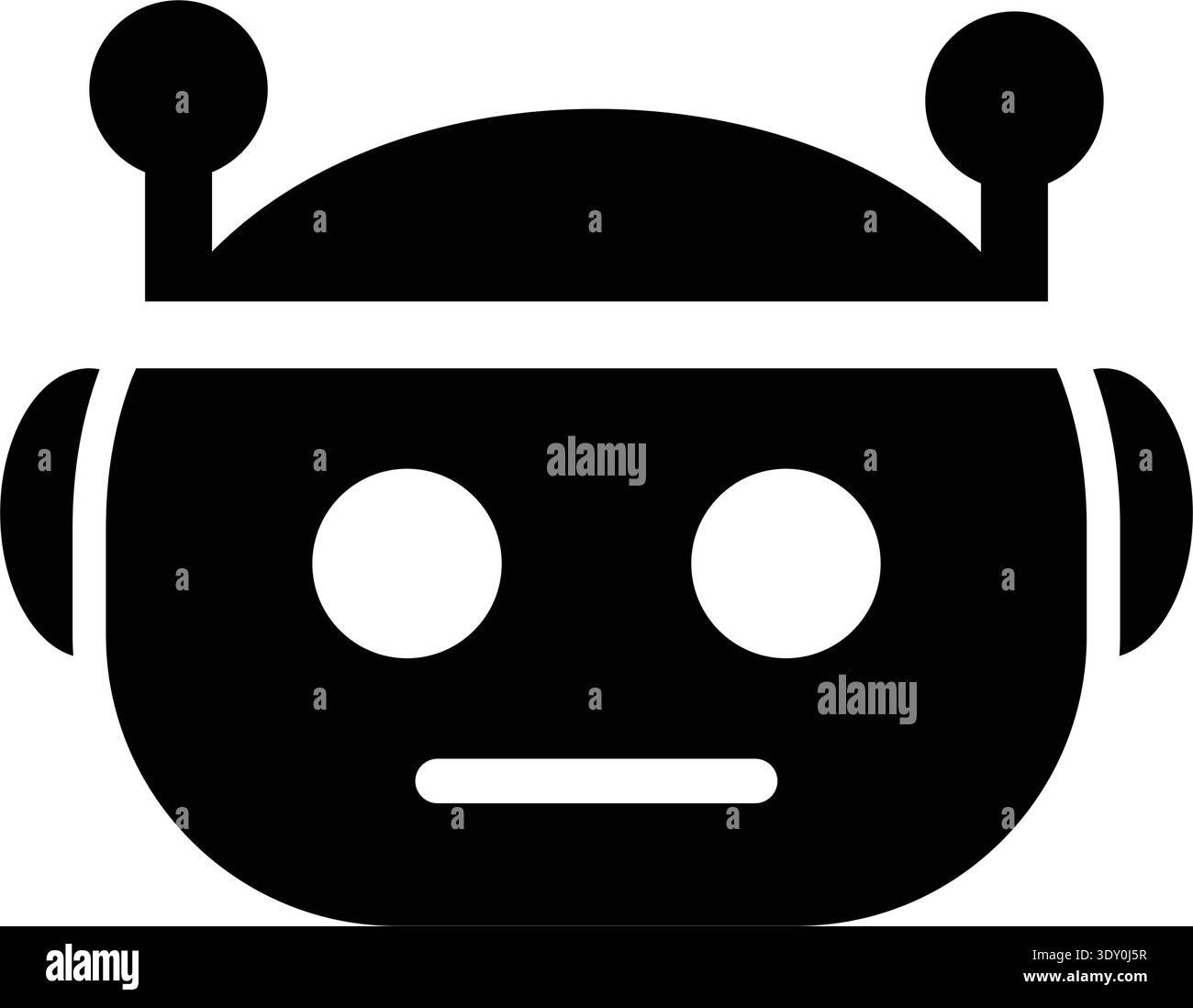 Minimal ai robot face vector illustration solid black chatbot bot head mascot icon for technology ui design Stock Vector