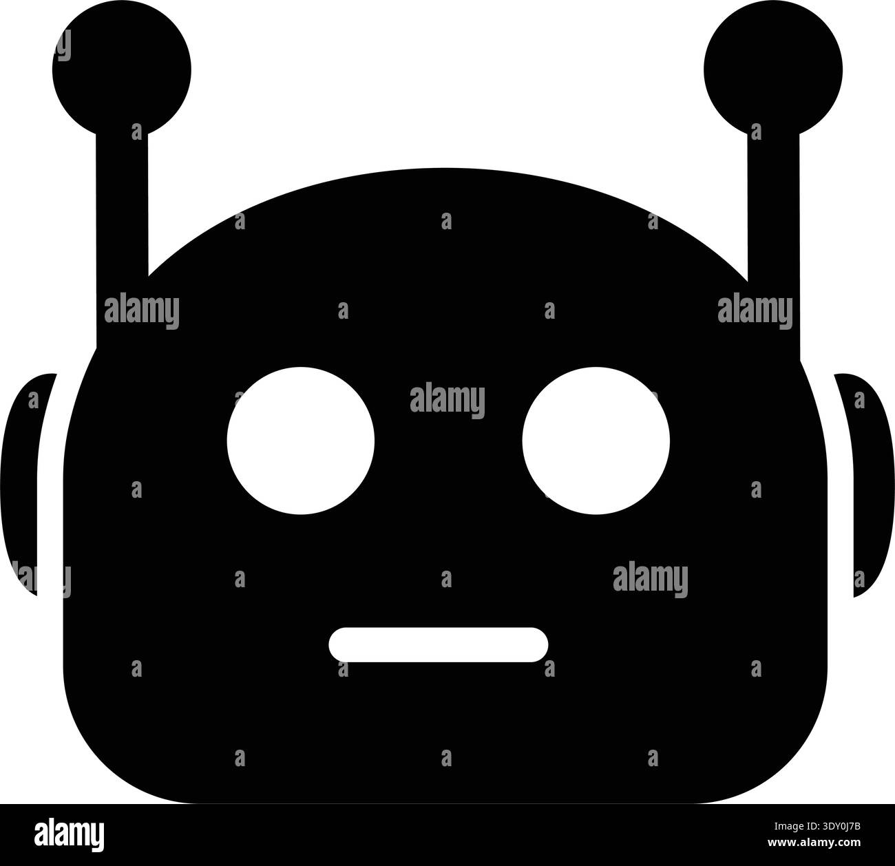 Cute chatbot head mascot vector icon minimal solid black ai robot bot face illustration for tech app ui Stock Vector