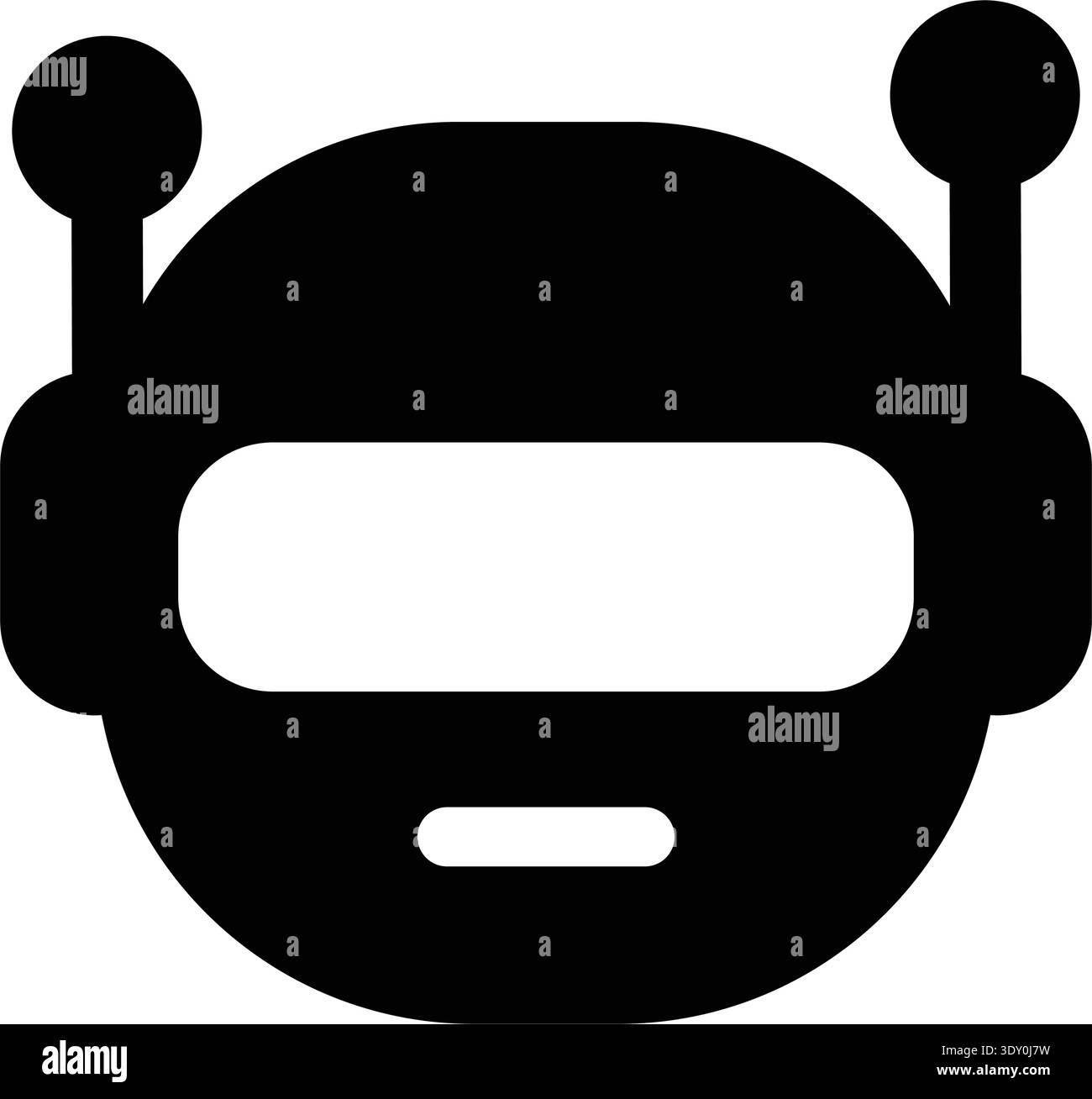 Minimal robot bot face vector icon solid black ai chatbot head mascot illustration for app ui design Stock Vector