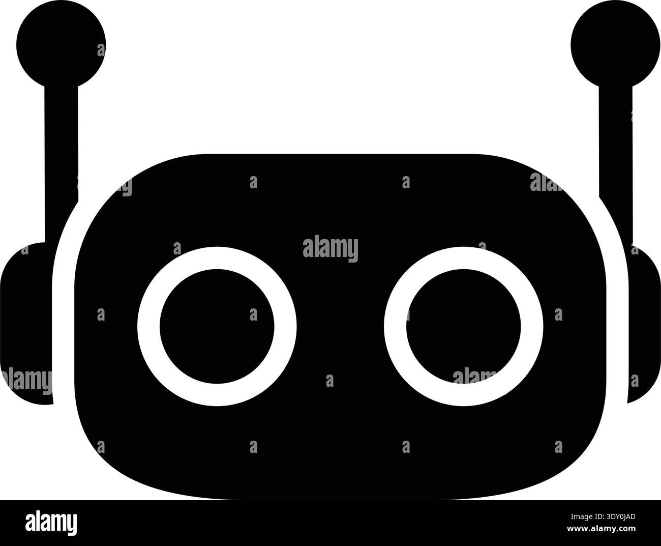 Cute ai robot head vector illustration minimal flat solid black bot face mascot icon for technology app Stock Vector