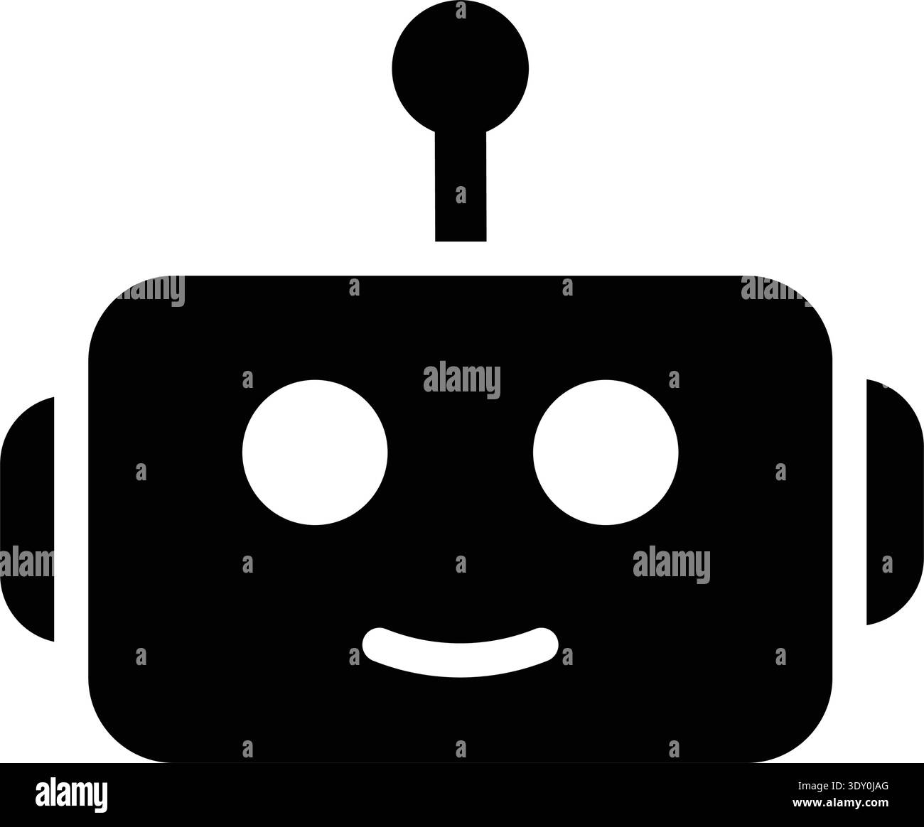 Ai chatbot mascot vector illustration cute minimal solid black robot bot face icon for technology ui Stock Vector