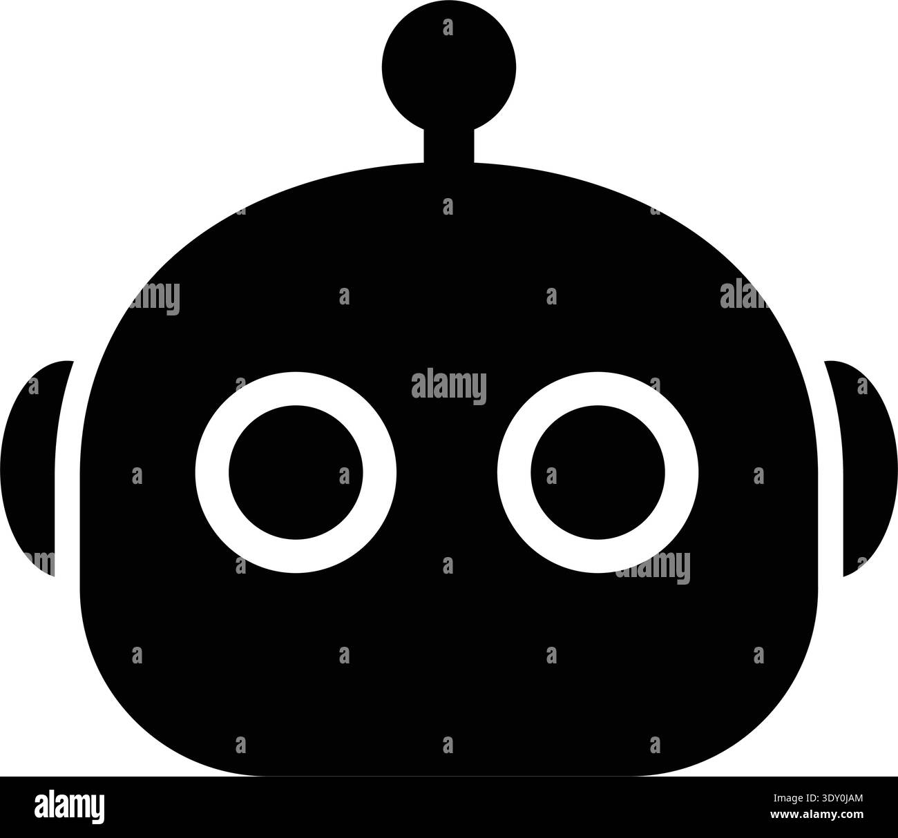 Chatbot head character vector icon minimal solid black ai robot bot face illustration for tech ui Stock Vector