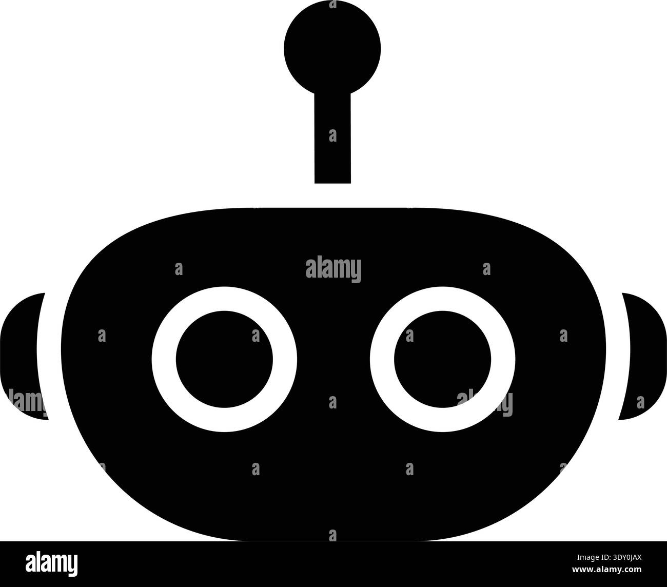 Ai chatbot mascot vector illustration cute minimal solid black robot bot face icon for technology ui Stock Vector