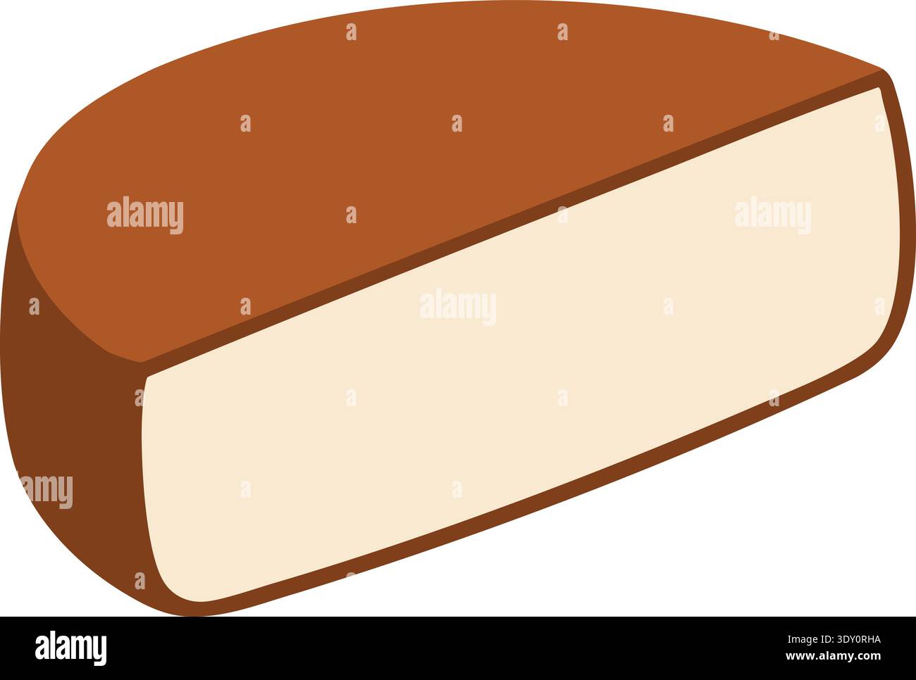 Simple flat illustration of a brown soap bar with light inner layer and rounded edges Stock Vector