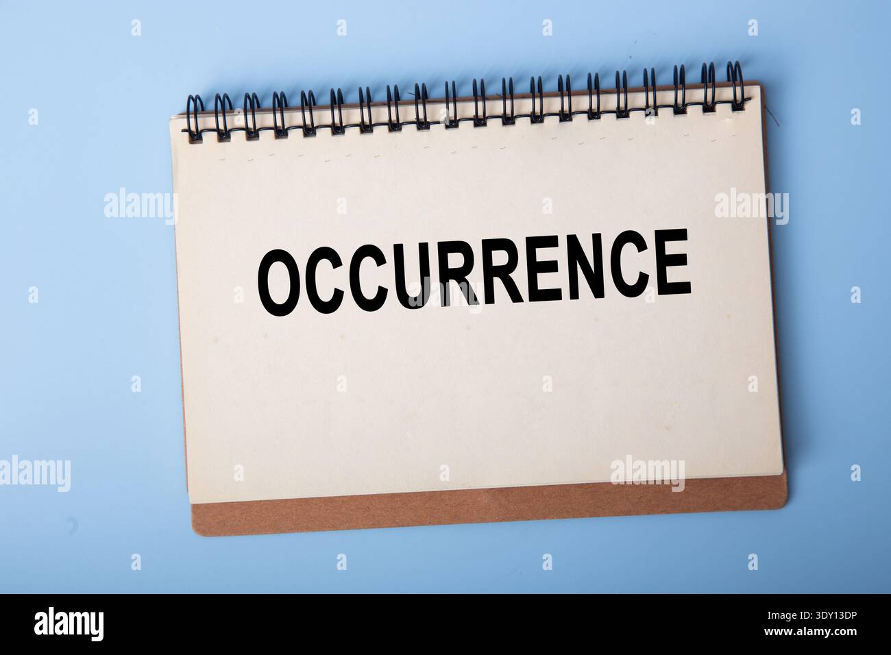 Notebook displaying the word occurrence for event tracking and management Stock Photo